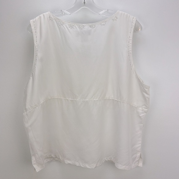 Vtg Nomadic Traders Fresco White Sweetheart Cami Shell Top XL Eyelet embroidered - Picture 2 of 12